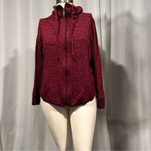 Women's Burgundy Zip-Up Top